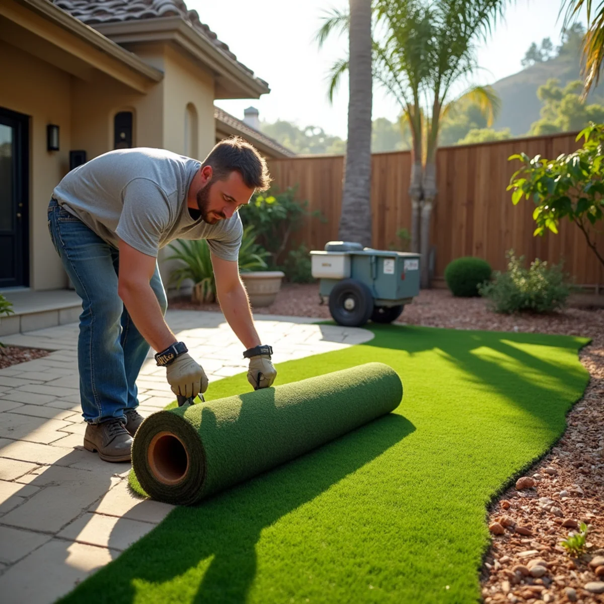 Artificial Turf project in progress in San Diego by SOCAL EXTERIOR SERVICES, INC