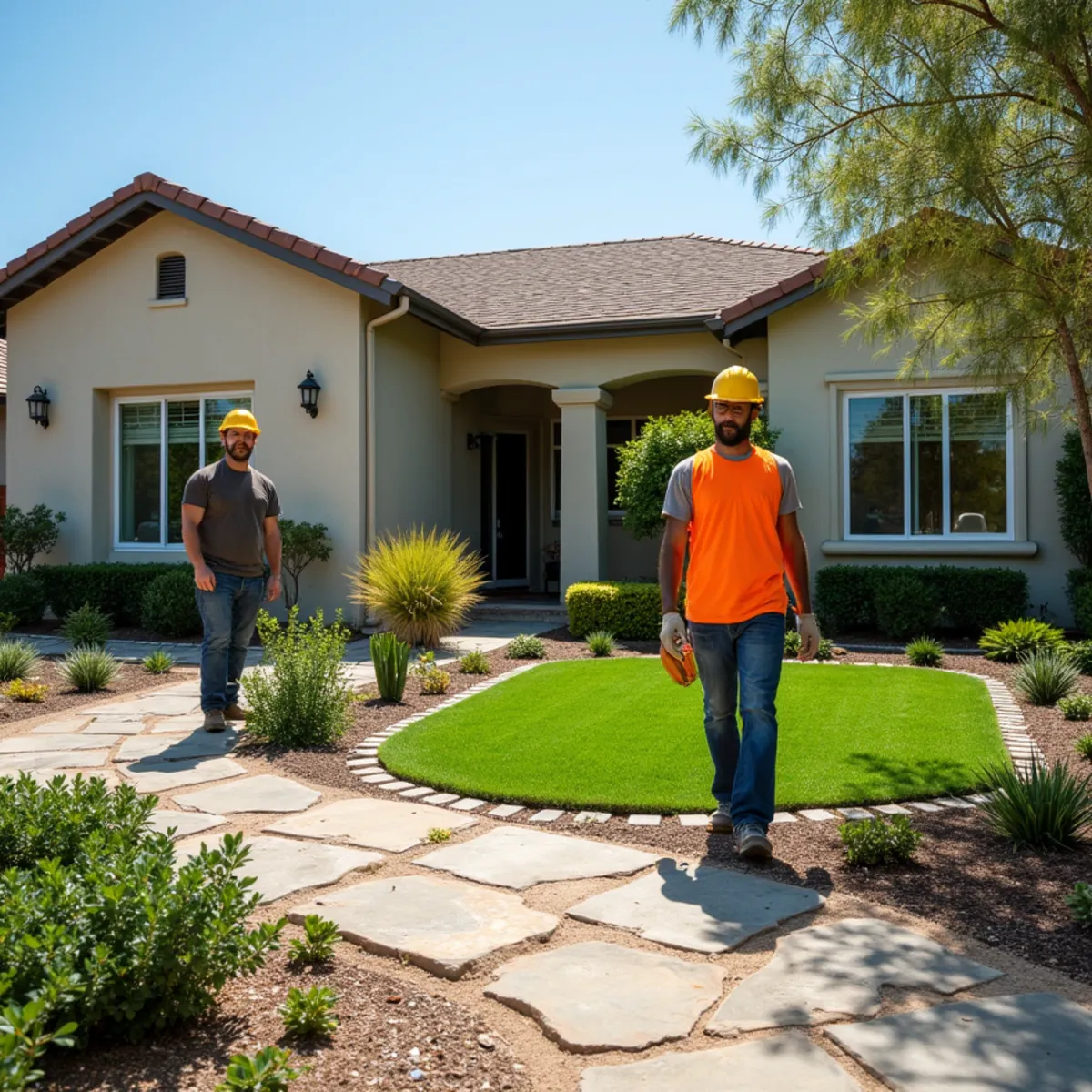 A San Diego front lawn converted to drought-tolerant xeriscape