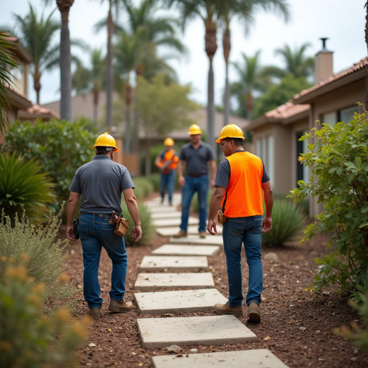 A San Diego property being cleared of brush and palm skirts for fire season
