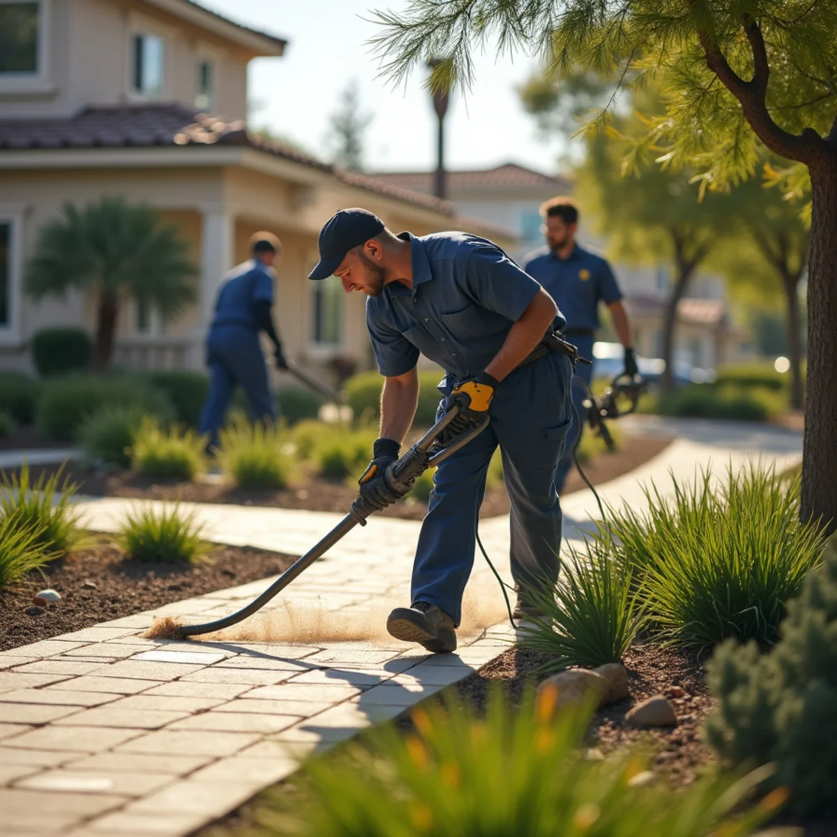 Commercial Grounds Maintenance project in progress in San Diego by SOCAL EXTERIOR SERVICES, INC