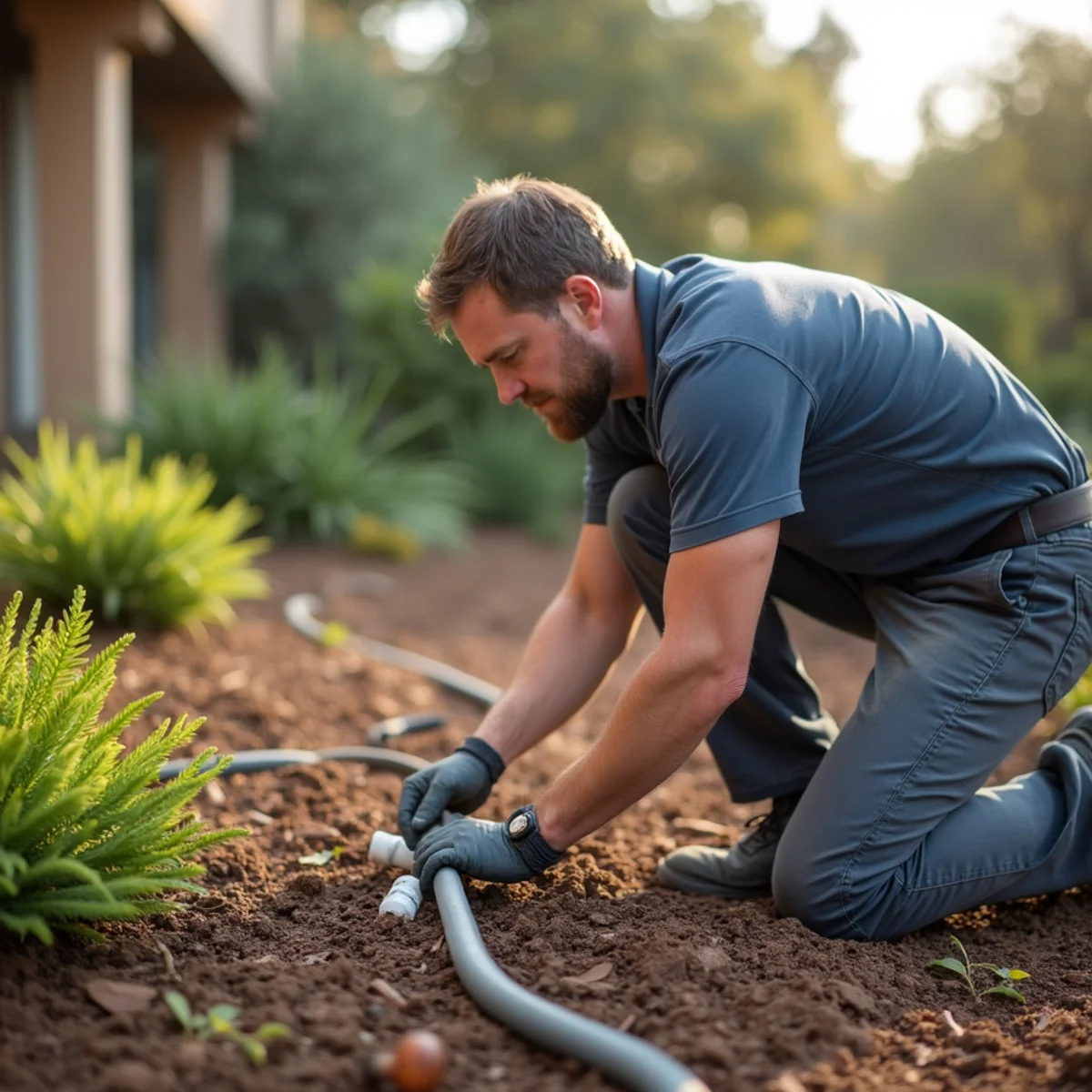 Drip Irrigation project in progress in San Diego by SOCAL EXTERIOR SERVICES, INC