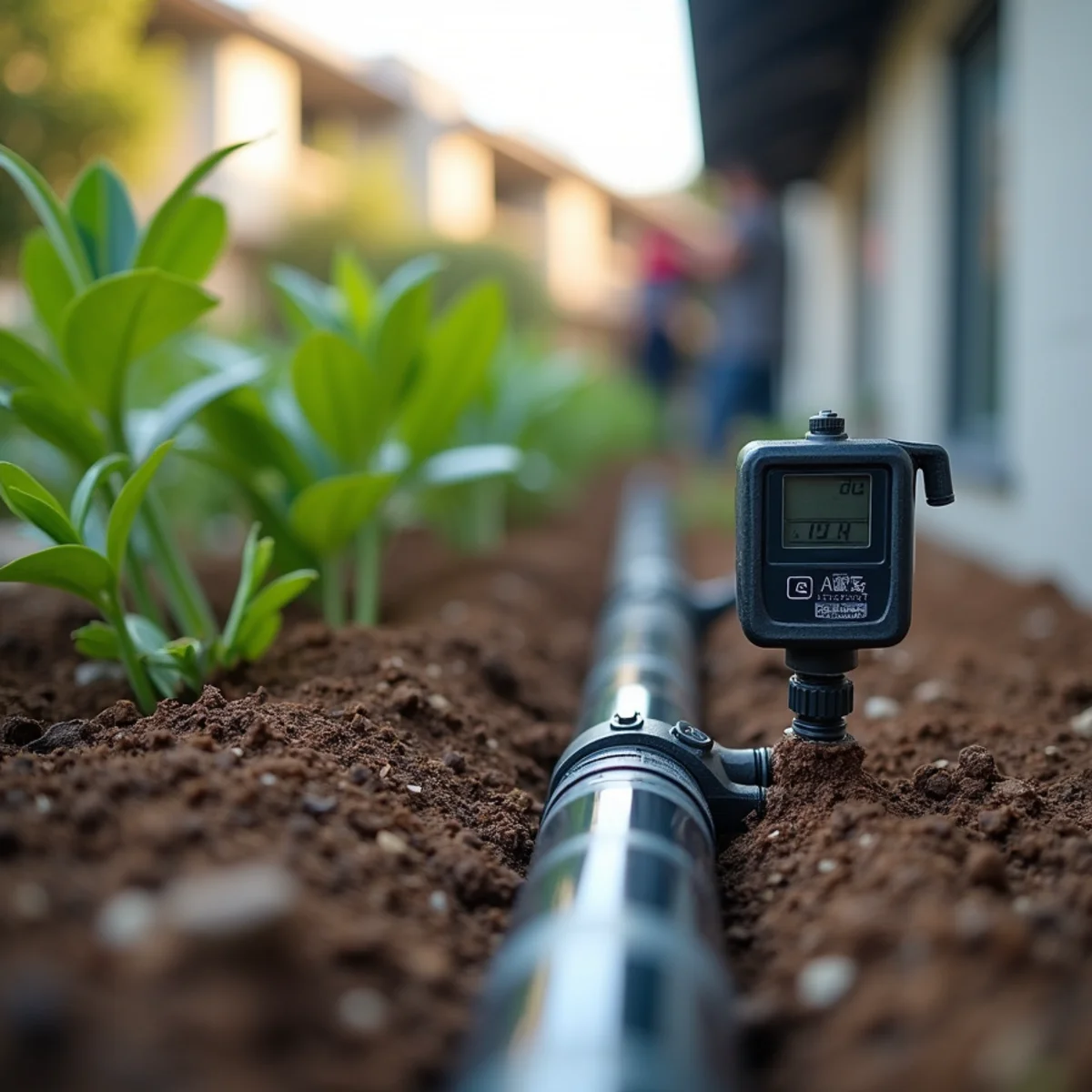 Inline drip irrigation installed in a San Diego planting bed by SOCAL EXTERIOR SERVICES, INC