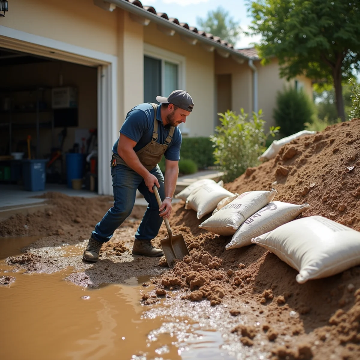 Hillside Mudslide Clearing project in progress in San Diego by SOCAL EXTERIOR SERVICES, INC