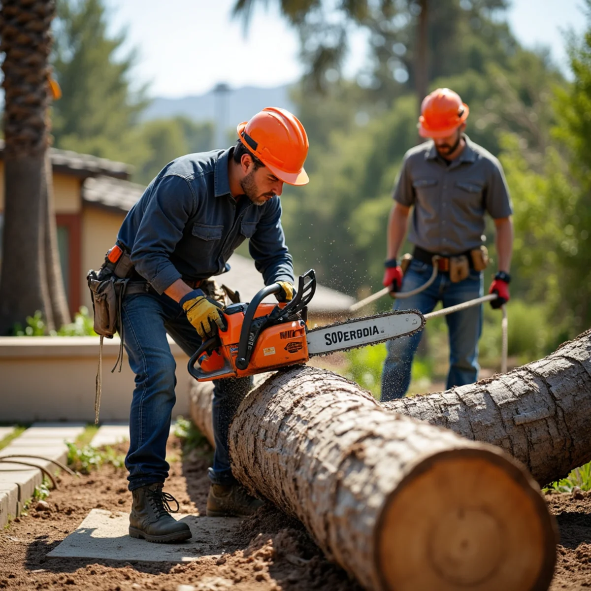 Emergency Tree Removal project in progress in San Diego by SOCAL EXTERIOR SERVICES, INC