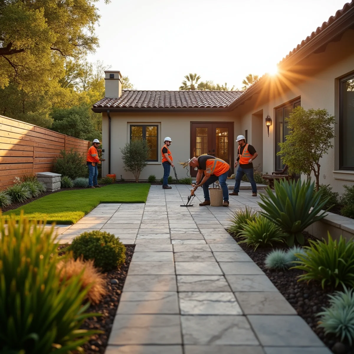 Drought-tolerant landscaping, pavers, and hardscaping at a San Diego home by SOCAL EXTERIOR SERVICES, INC