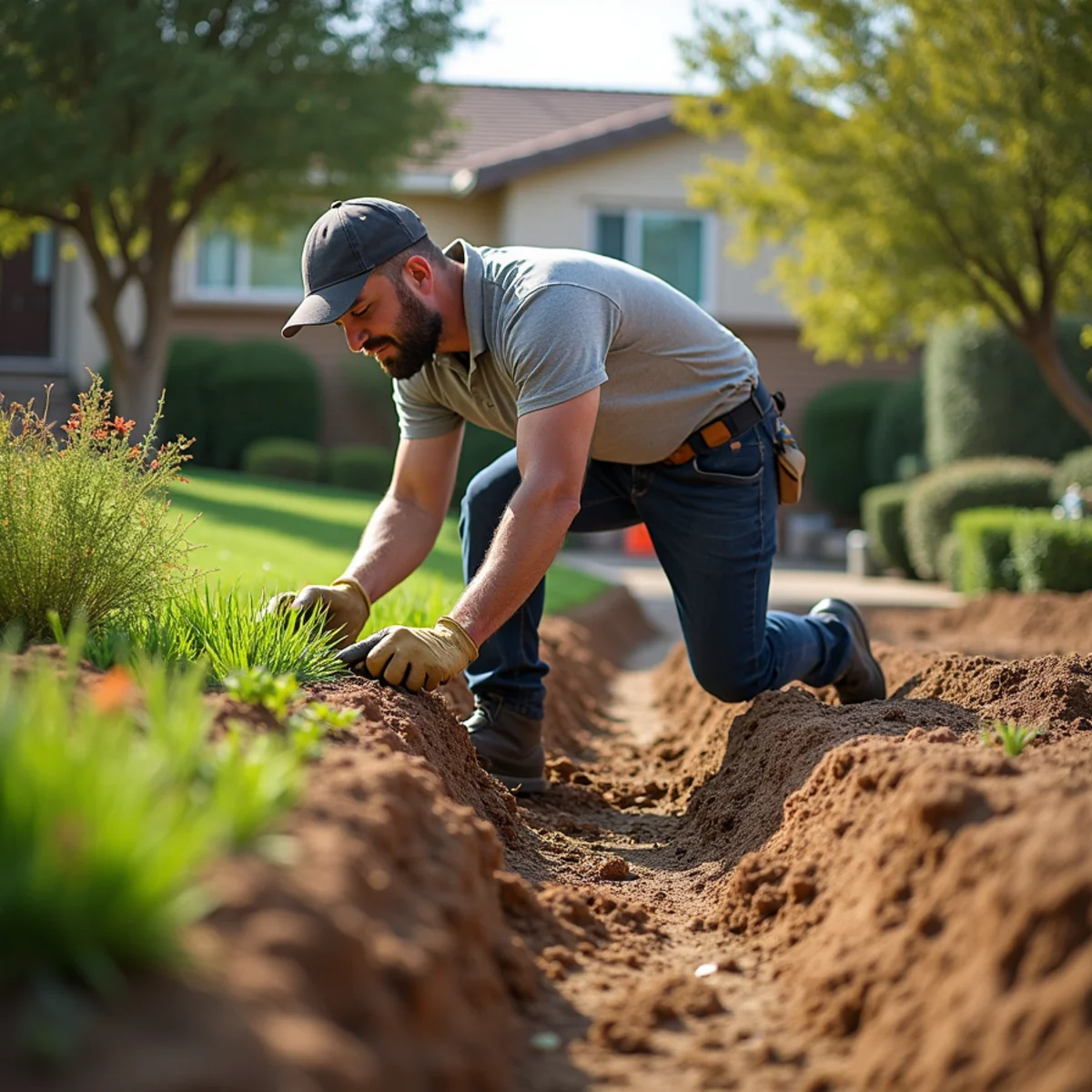 Landscaping and hardscaping on a Anaheim, CA property by SOCAL EXTERIOR SERVICES, INC