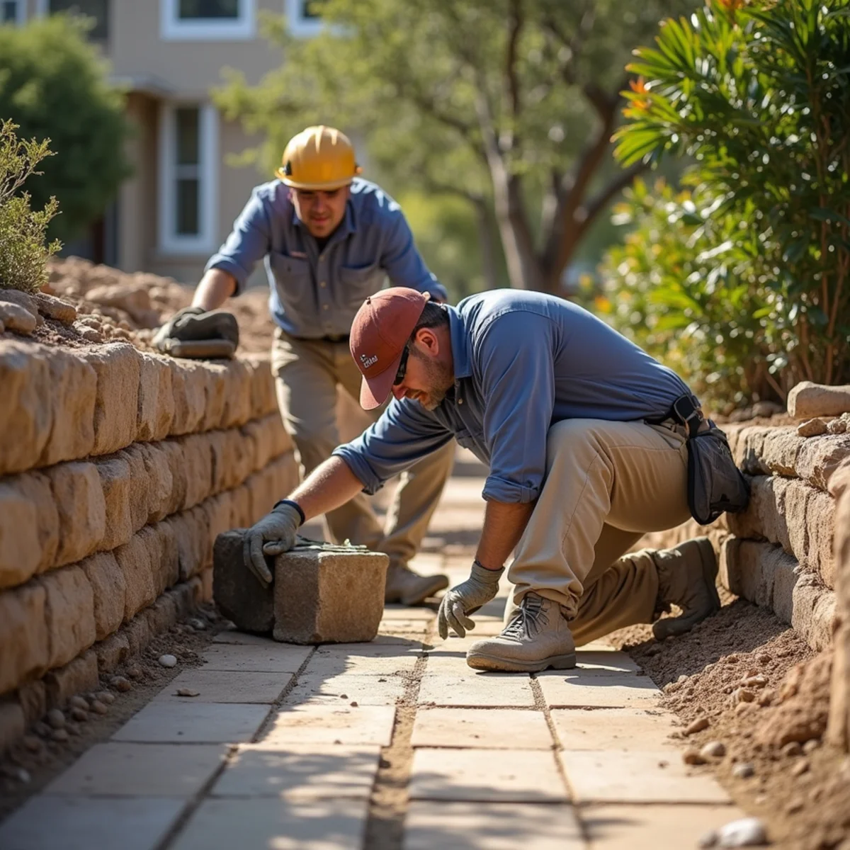 Landscaping and hardscaping on a Casa de Oro-Mount Helix, CA property by SOCAL EXTERIOR SERVICES, INC