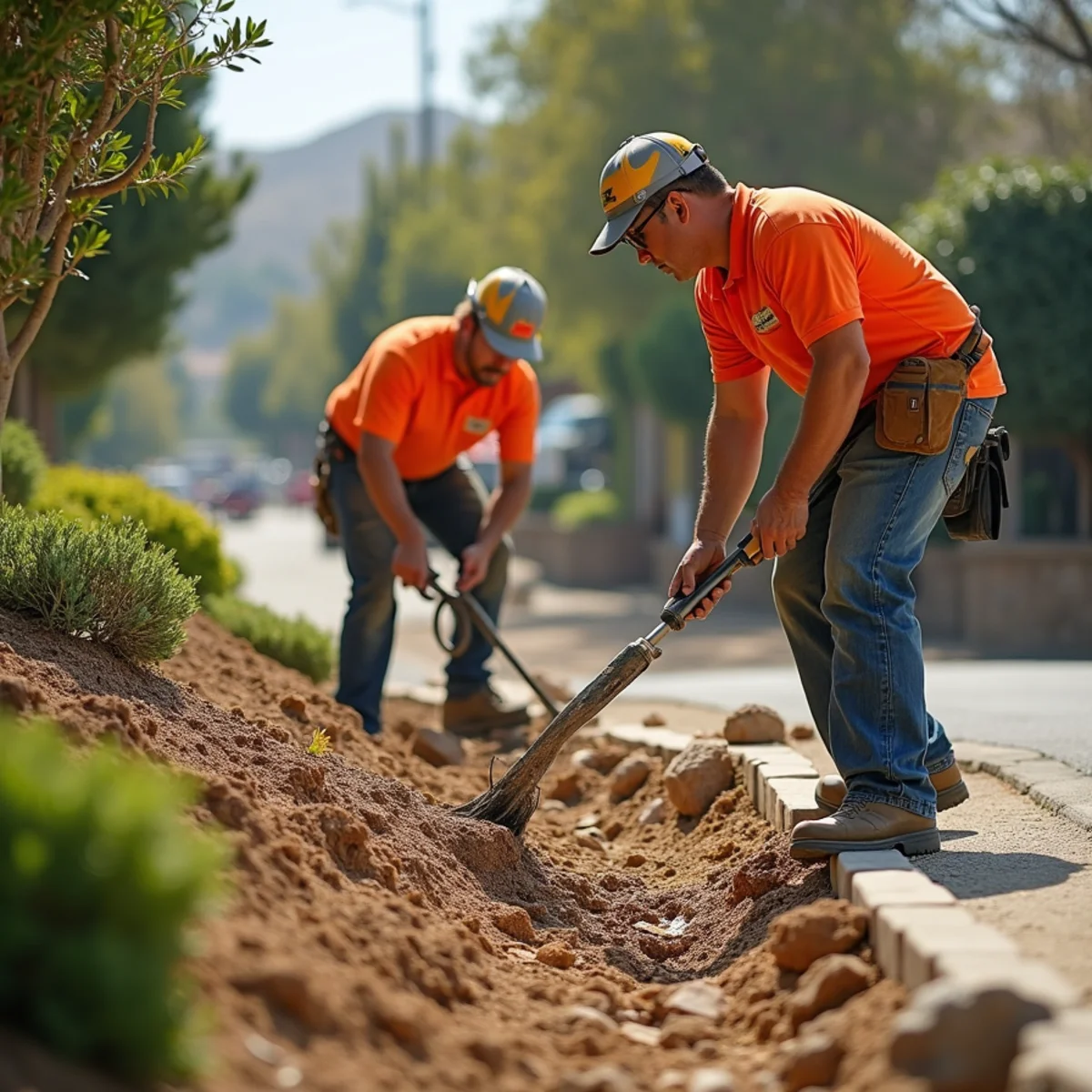 Landscaping and hardscaping on a Corona, CA property by SOCAL EXTERIOR SERVICES, INC