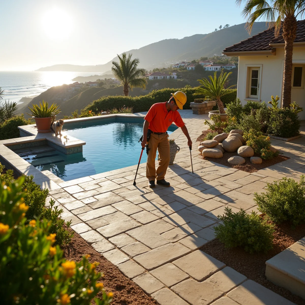 Landscaping and hardscaping on a Dana Point, CA property by SOCAL EXTERIOR SERVICES, INC