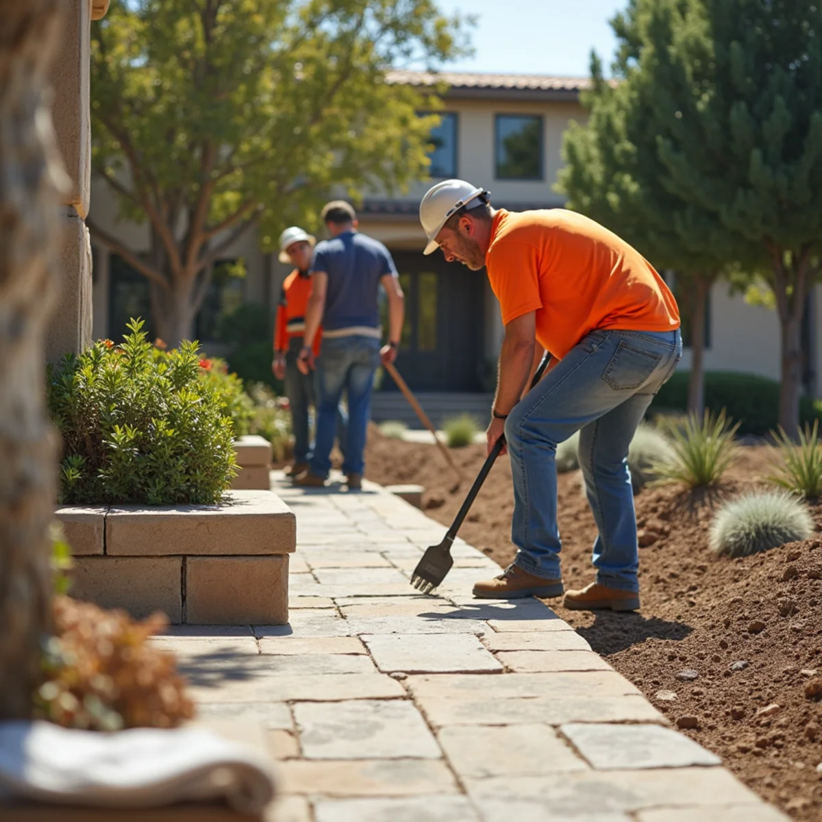 Landscaping and hardscaping on a Del Mar, CA property by SOCAL EXTERIOR SERVICES, INC