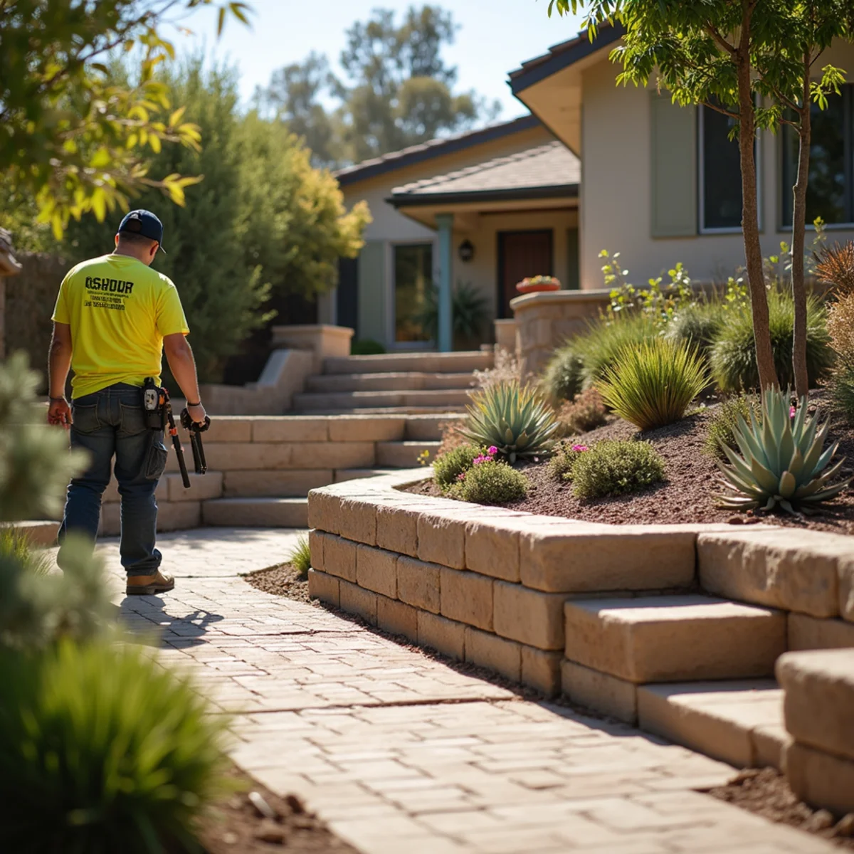 Landscaping and hardscaping on a El Cajon, CA property by SOCAL EXTERIOR SERVICES, INC