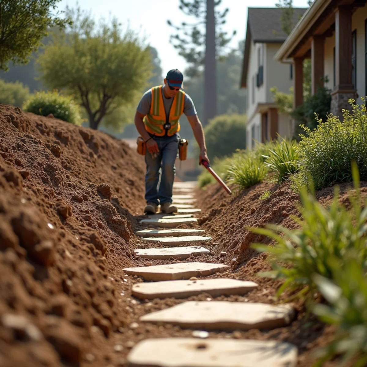 Landscaping and hardscaping on a Fallbrook, CA property by SOCAL EXTERIOR SERVICES, INC