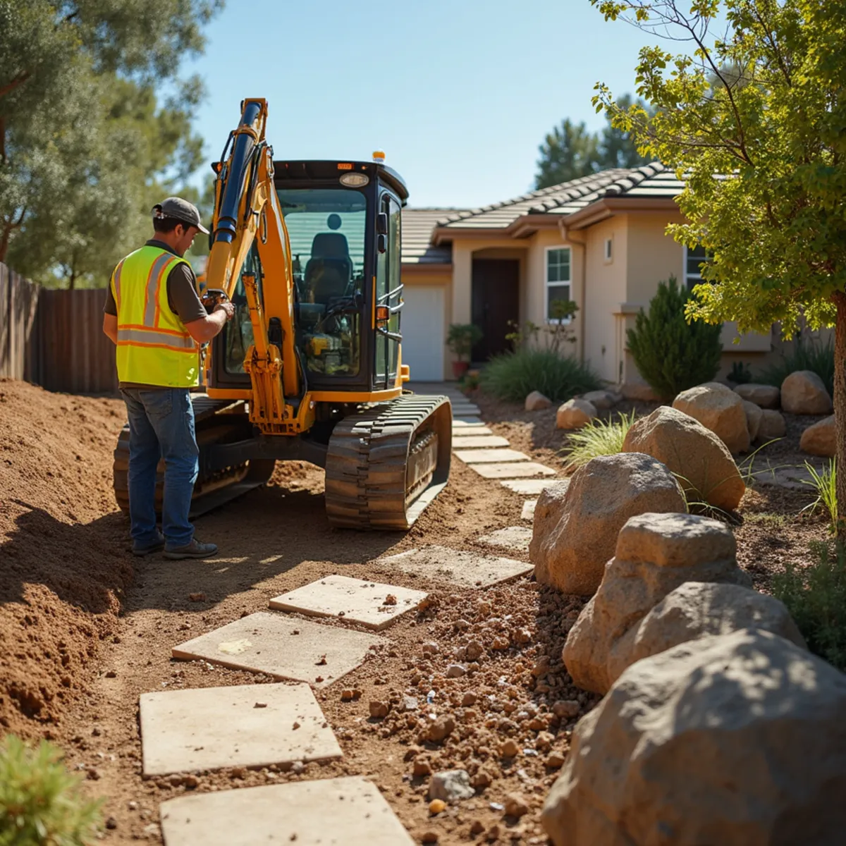 Landscaping and hardscaping on a Jamul, CA property by SOCAL EXTERIOR SERVICES, INC