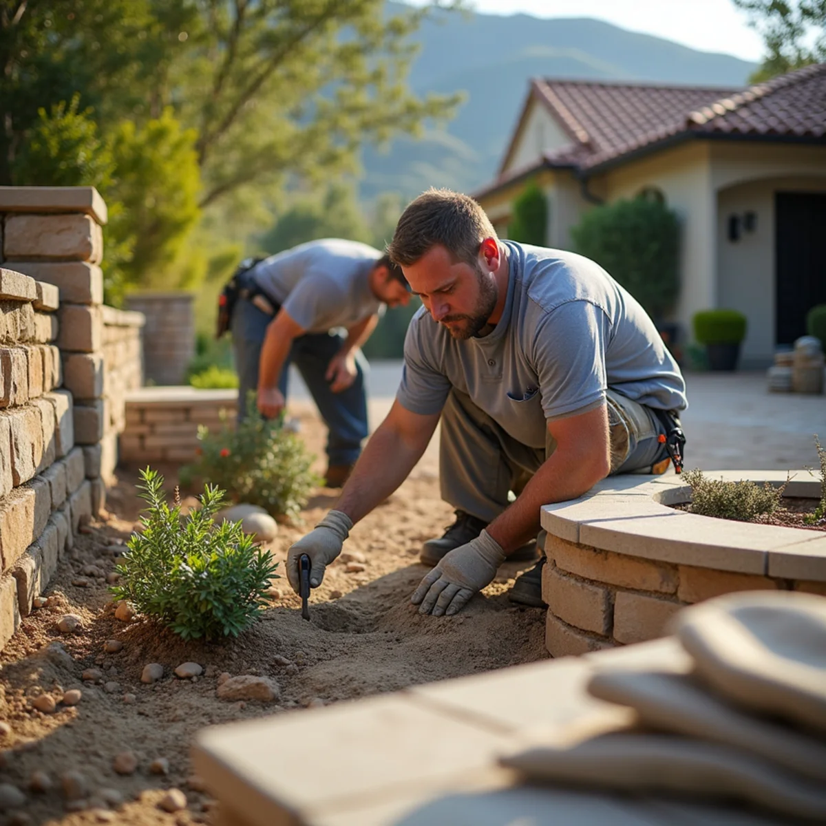 Landscaping and hardscaping on a Laguna Niguel, CA property by SOCAL EXTERIOR SERVICES, INC