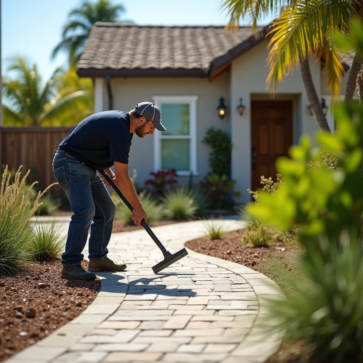 Landscaping and hardscaping on a Long Beach, CA property by SOCAL EXTERIOR SERVICES, INC
