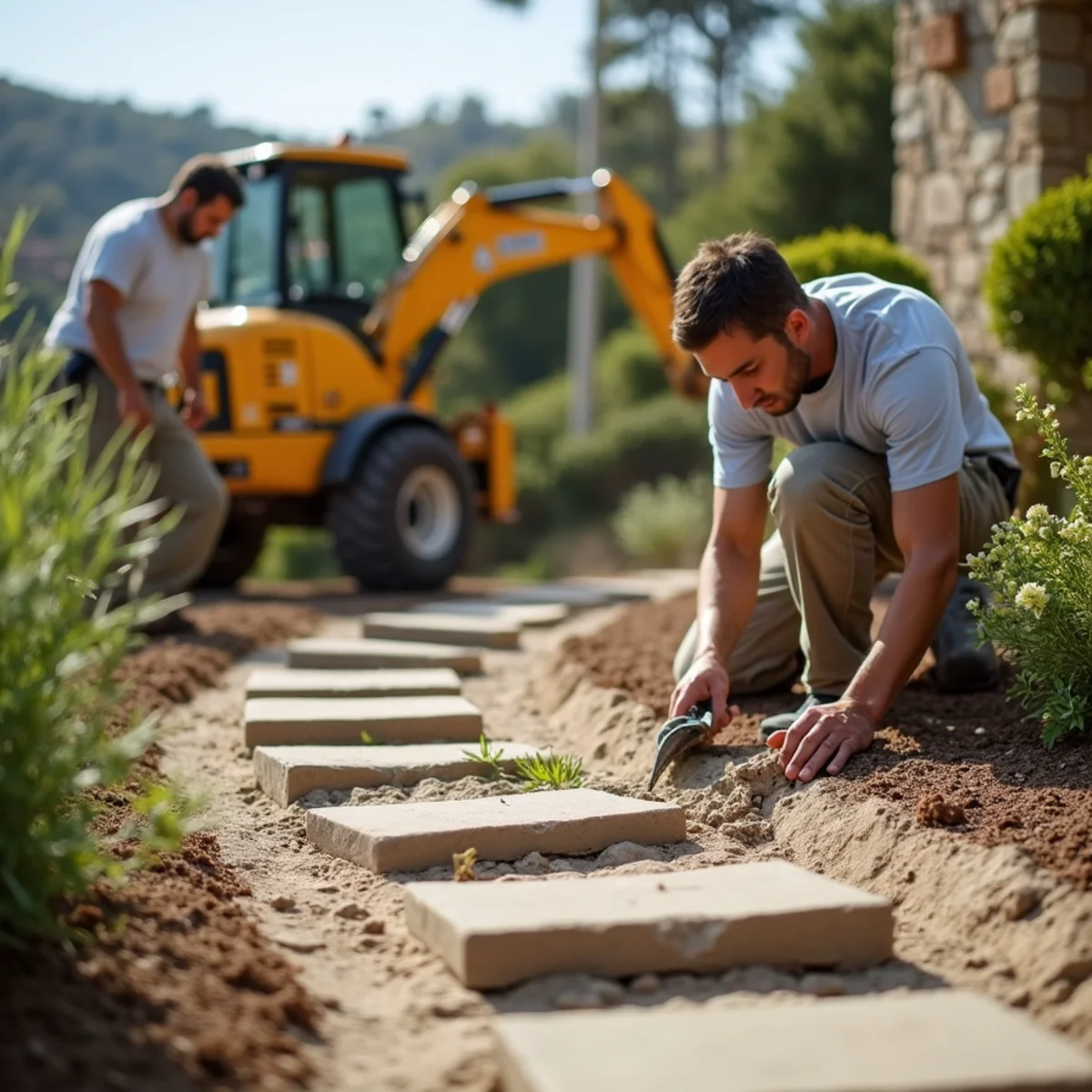 Landscaping and hardscaping on a Los Angeles, CA property by SOCAL EXTERIOR SERVICES, INC