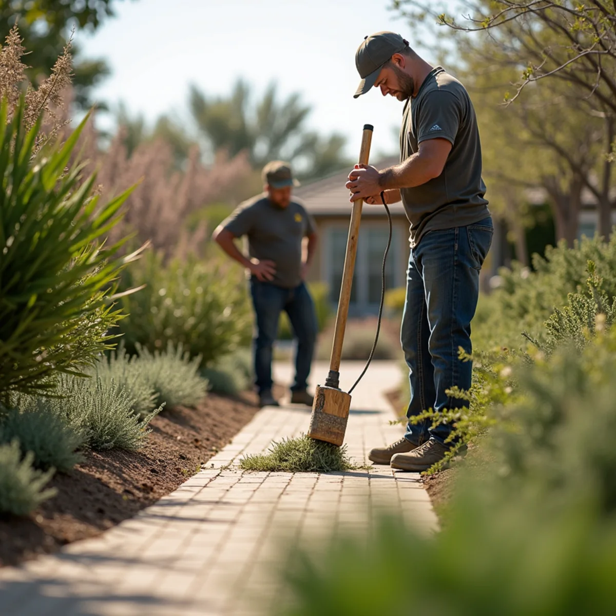 Landscaping and hardscaping on a Perris, CA property by SOCAL EXTERIOR SERVICES, INC