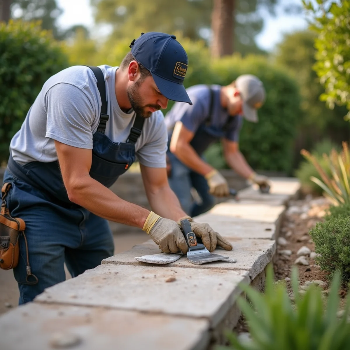 Landscaping and hardscaping on a Riverside, CA property by SOCAL EXTERIOR SERVICES, INC