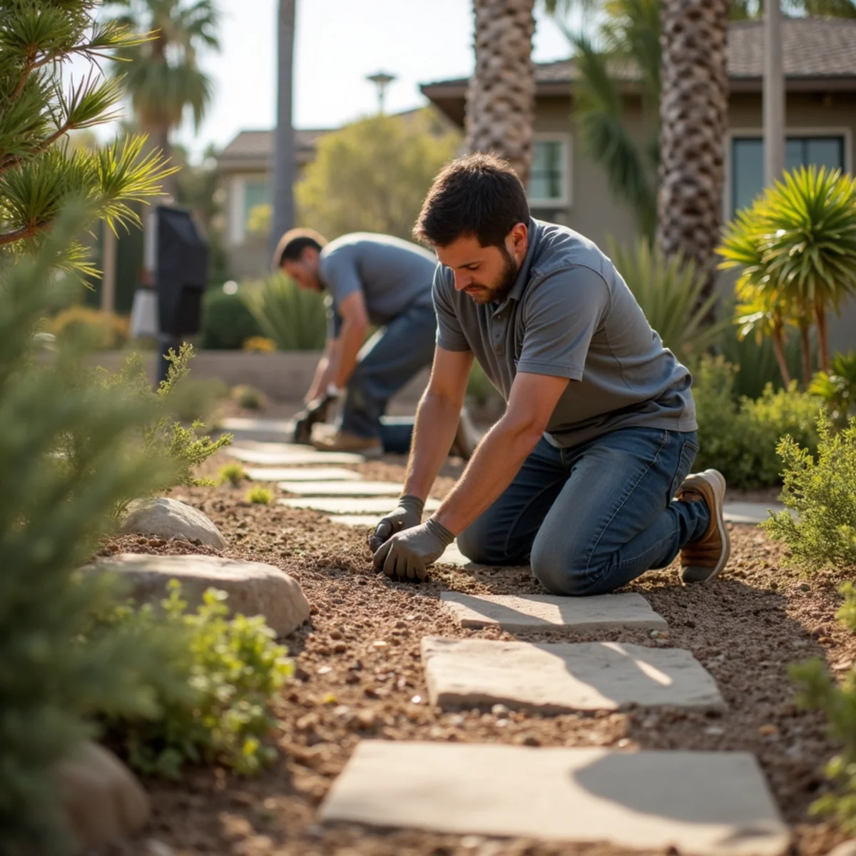 Landscaping and hardscaping on a San Diego, CA property by SOCAL EXTERIOR SERVICES, INC