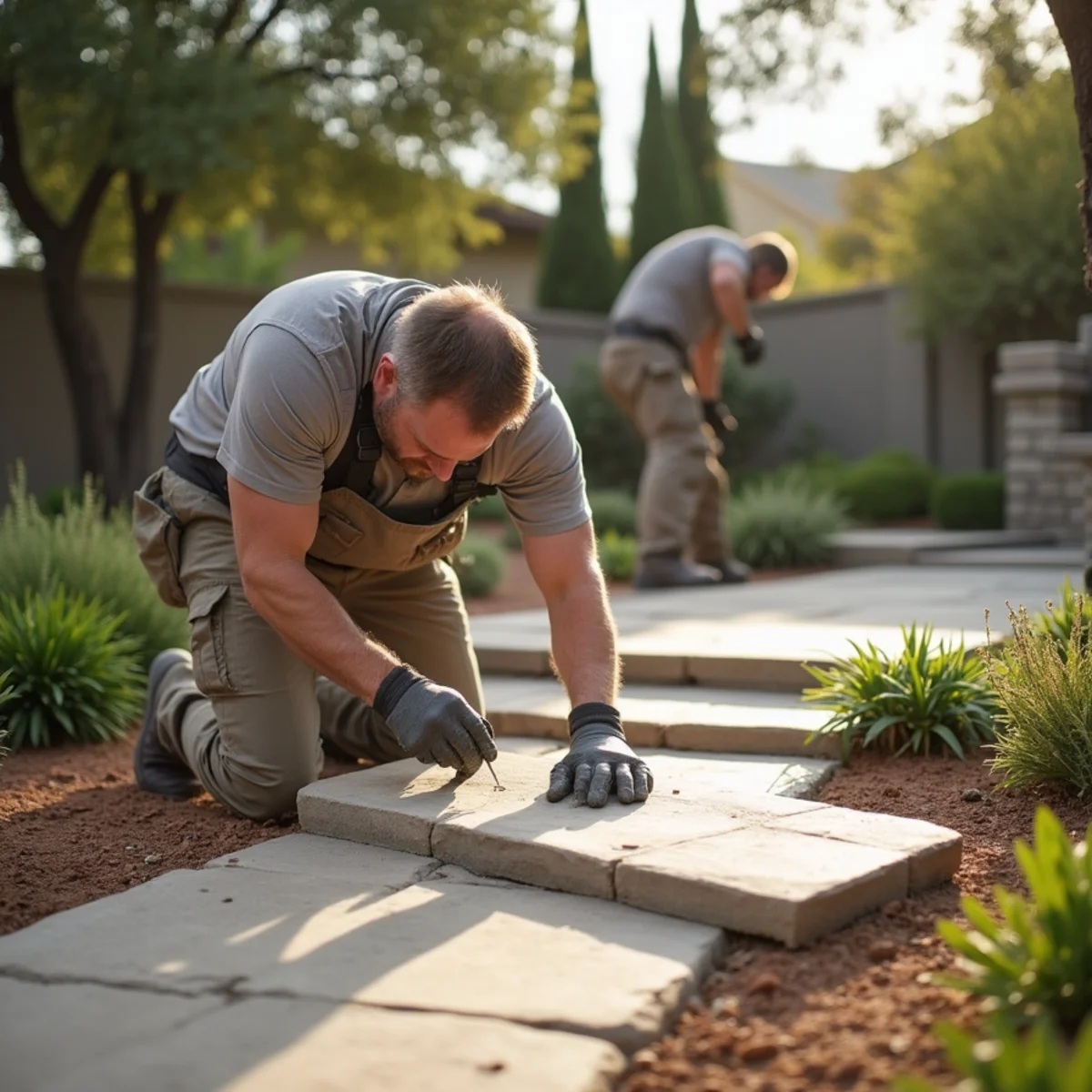 Landscaping and hardscaping on a San Juan Capistrano, CA property by SOCAL EXTERIOR SERVICES, INC